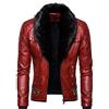 Darringls Giacca in pelle da uomo con collo di pelliccia, trench steampunk, cappotto di pelliccia, in stile retrò, parka, Colore: rosso, M