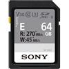 Sony Memoria SD-XC 64 GB Serie E, Lettura 270 MB/s, Scrittura 45 MB/s