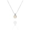 QUADRI - Collana con Perla e Zircone in Argento 925 - idea regalo Perla Bianca 9mm Coltivata d'Acqua Dolce Rotonde - Lunghezza 45 + 3 cm estensione - Made in Italy - Confezione Regalo Inclusa
