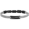 Breil, Collezione Edit Out, Bracciale Uomo in Acciaio Bicolor Specchiato e Satinato, con Maglia ed Elemento Centrale Nero, Pratica Chiusura, Lunghezza Regolabile 17-22cm, Idee Regalo Uomo, Silver-Nero