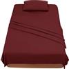 FARFALLAROSSA Lenzuola Una Piazza e Mezza 120 - Completo Lenzuola 3 Pezzi in Microfibre - Lenzuolo con Angoli - Lenzuola Sopra - 1 Federa 50x80 - Lenzuola Una Piazza e Mezza 120x190/200 Bordeaux