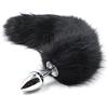 EESH® PLUG IN METALLO CROMATO CON CODA DI VOLPE NERA SADOMASO BDSM FETISH