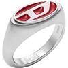 Diesel Anello da uomo, acciaio inossidabile smaltato rosso, DX1444040, Argento (Silver), 11.5
