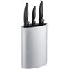 Relaxdays Portacoltelli Ovale, Ceppo Vuoto per i Coltelli, Blocco con Le Setole, HxLxP: 22 x 16,5 x 6,5 cm ca., Argento