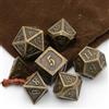 HNCCESG - Set di dadi in metallo, poliedrici, per giochi di ruolo da tavolo MTG, Shadowrun Pathfinder, 7 pezzi, D20, D12, D10, D8, D6, D4 (bronzo anticato)