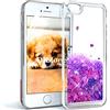 OKZone Cover iPhone 5/5S/SE [con Pellicola Proteggi Schermo], 3D Glitter Liquido TPU Cover,Brillantini Quicksand Bling Protettiva Custodia per Apple iPhone 5/iPhone 5S/iPhone SE (Cuore Viola)