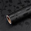 VEELIKE Carta da Parati Nera Testurizzata Pellicola Adesiva Nero Opaco Carta Adesiva per Mobili Foglie Rami Pellicola Autoadesiva Fiori Rotolo Adesivo per Mobili Camera da Letto Soggiorno 40cm×300cm