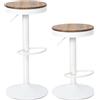 YOUNIKE Sgabello Bar Legno Rotondo Sedie Alta Bar Seduta Ilot Central Cucina Sedile Bar Set di 2 Vintage Regolabile Rotazione Metallo Girevole Bianco