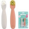 Béaba BEABA, Set di 2 cucchiai per bambini della prima età, Cucchiaini in silicone, Posate per bambini, Da 4 mesi, Forma ergonomica, Diverse consistenze, Impugnatura ergonomica, Terracotta/grigio velluto