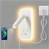 AWEKLIY Lampada da Parete a LED, Lampada da Lettura da Comodino, con Porta di Ricarica USB, Faretto Regolabile con Luce Ambientale per Camera da Letto (3W 3100K+9W 6000K) Con cavo e spina, Bianco