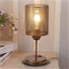 TWSXTE E27 Lampada da tavolo industriale in metallo, lampada da tavolo rustica con paralume a gabbia, lampada da comodino Edison vintage per soggiorno, con interruttore (Lampadina non inclusa)