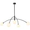 NaHaia Lampadario Mid Century Plafoniera Nera Lampada Sputnik a 5 luci con Globo in Vetro Bianco Lampadario Sputnik Moderno Regolabile per Sala da Pranzo Cucina Camera da Letto