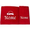 AmiAmarena Asciugamani Natalizi Bagno personalizzati. Idea regalo Natale personalizzato. Set viso e ospite asciugamani personalizzati. (Multicolore, Cappello Babbo Natale)