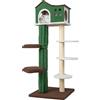 COSTWAY Tiragraffi per Gatti Alto 153 cm, Albero Con Cuccia, 5 Piattaforme e Dispositivo Antiribaltamento, Rivestito in Sisal per Gatti Adulti e Gattini
