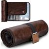 Estour Borsa da toilette da uomo, kit dopp da viaggio, organizer per rotolo da bagno, impermeabile, per kit da barba, igiene, accessori da toeletta, 1. Marrone (pelle PU), Pratico