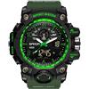 findtime Orologio sportivo da uomo impermeabile, orologio militare tattico analogico digitale per esterni orologio grande quadrante sveglia cronometro LED orologio per uomo, Verde, Cinturino