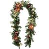 Flair Flower Ghirlanda di abete con catena luminosa a LED, magnolia, pigne, bacche, abete, decorazione artificiale, ghirlanda di abete, ghirlanda di Natale, decorazione natalizia