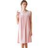 Nanxson Camicia da Notte Donna Cotone Lavorato a Maglia Senza Maniche Camicia da Notte Scollo a V Abbigliamento da Notte (M,Rosa)