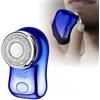 Hailmkont Rasoio elettrico, mini rasoio elettrico da uomo con display LCD, USB, kit per la cura della barba bagnata e asciutta, regolabarba portatile, tascabile, regalo per gli uomini (L-blu)