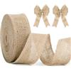 jijAcraft Nastro di iuta 4 cm di larghezza, 10 m Burlap Vintage nastro da regalo per artigianato, decorazione di nozze, Natale, ghirlanda autunnale