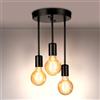 Letlit Lampadario Cucina 3 Luci - Nero, E27 Lampadari Vintage da Soffitto Moderni, Faretti LED Stile Industrial Corridoio a Sospensione, Massimo 60W Lampadario Camera da Letto per Bagno Pranzo Bar