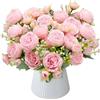 Bakiauli 4 Pezzi Fiori Artificiali di Peonia, Fiori Finti per Decorazioni Fiori Artificiali Realistici per la Decorazione Della Finestra Della Tavola di Nozze