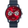DeTomaso SORPASSO MACCHINA Blue Rosso Orologio da polso da uomo analogico al quarzo, maglia milanese blu scuro, blu, Bracciale