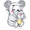 NINGAN Orsetto e Mamma Charm in argento 925 Bracciale da donna perline Regalo di compleanno per amici e parenti