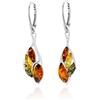AMBEDORA Orecchini da donna in argento sterling Sabine con ambra, argento sterling lucido, ambra baltica, colore cognac, verde, limone