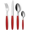 GLOUPIE Set 24 Posate Light Rosso Per 6 Persone in Acciaio Inox e Manico In ABS Made In Italy Lavabili In Lavastoviglie