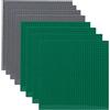 Fousenuk Set da 8 Costruzione Classico Piastre di Base, Basi per Costruzioni con 32x32 Bottoncini, Tavola Classica per Mattoncini Grigio e Verde 25 x 25 cm Compatibile con Tutte le Principali Marche
