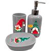 Generico Set 3 Pezzi Accessori in Ceramica Bagno Dispenser Sapone Porta Saponetta Spazzolini Personalizzati con Cognome Famiglia Idea Regalo Natale 2023 Decorazioni Natalizie Addobbi casa Lavandino Organizer