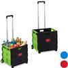 Relaxdays 2x Carrello Portaspesa Pieghevole, Manico Telescopico, 2 Ruote Gomma,fino a 35 kg, Trolley Spesa, Alluminio, Verde