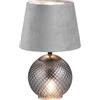 RL LIVE YOUR LIGHT Reality Lampada da tavolo Jonna R51242054, base in vetro color fumo, paralume grigio velluto/color argento, escl. 2x E14