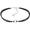 Elli Collana Donna Pendente Cerchio Tendenza con Banda Tessile in Argento Sterling 925
