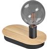 LEDVANCE DECOR Wood lampada da tavolo in legno TOUCH USB, nera, attacco E27 per una facile sostituzione della lampada, compatibile con lampada normale o smart, protezione IP20