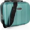 ITACA - Borsa da viaggio rigida in ABS, custodia da toilette. Chiusura a cerniera. Nastro del carrello. Maniglia e tracolla retrattili. Scomparti multipli. T71535, Color Acquamarina