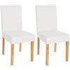 Mendler Set 2X sedie Littau Ecopelle Opaca Sala Pranzo 56x43x90cm Bianco Piedi Chiari