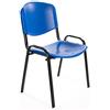 Notek Srl Set di 6 sedie per Sala d'attesa Ufficio riunione Meeting, impilabili in plastica (Nero) (Blu)