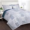 Lush Decor Monique 3-Piece Quilt Set, Full/Queen, Blu, Blue, Full/Queen