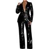 MaNMaNing Completo Donna Elegante Tailleur Pantaloni e Giacca da Cerimonia Curvy Completo Blazer a Maniche Lunghe Tuta Elastici in Vita Set di Abiti in Tinta Unita Pantalone Giacche Due Pezzi Elegante Suit