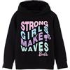 Barbie Bambina Felpa Nera con Cappuccio | Le Ragazze Forti Fanno ondate | Autentico Merchandising Felpa Comoda ed Elegante per Ragazze Forti e sicure di sé