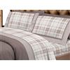 BiancheriaWeb Completo Lenzuola Flanella 100% Cotone Disegno Torino A Quadri Rigato Matrimoniale Beige