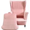 Highdi 2 Pezzi Copripoltrona con Orecchie Elasticizzato Velluto,Tinta Unita Copridivano da 1 Posto con Fodera per Cuscino,Lavabile Rimovibile per Bar Soggiorno Camera da Letto (Rosa)