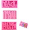 CTForest Stampi in silicone per fondente, set da 3 pezzi, 3D, in silicone, per chiavi inglesi, adatti per la produzione di torte (rosa)