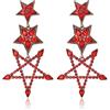 EVER FAITH Orecchini pendenti a forma di stella per le donne, stellati orecchini a goccia con strass di dichiarazione d'epoca a forma di grande stella Regali di gioielli Rosso