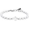 GAVU Bracciale da Uomo con Perle di Conchiglia e Charm Croce, Bracciale Croce Uomo, Regalo Cresima
