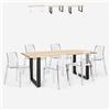 AHD Amazing Home Design Set 6 sedie design trasparente tavolo da pranzo 180x80cm industriale Vice
