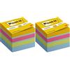 Post-it Cubo Mini Di Foglietti, Colori Ultra, 51 mm x 51 mm, 400 Fogli/Blocchetto, 1 Blocchetto/Confezione - Per Appunti, Elenchi & Promemoria (Confezione da 2)
