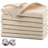 Jogoico Strofinacci Cucina 100% Cotone (Set di 6), Canovacci Cucina 35 x 35 cm, Asciugamani da Cucina Super Assorbenti, Stracci Cucina Per Tavolo da Pranzo, Lavabili in Lavatrice-Beige